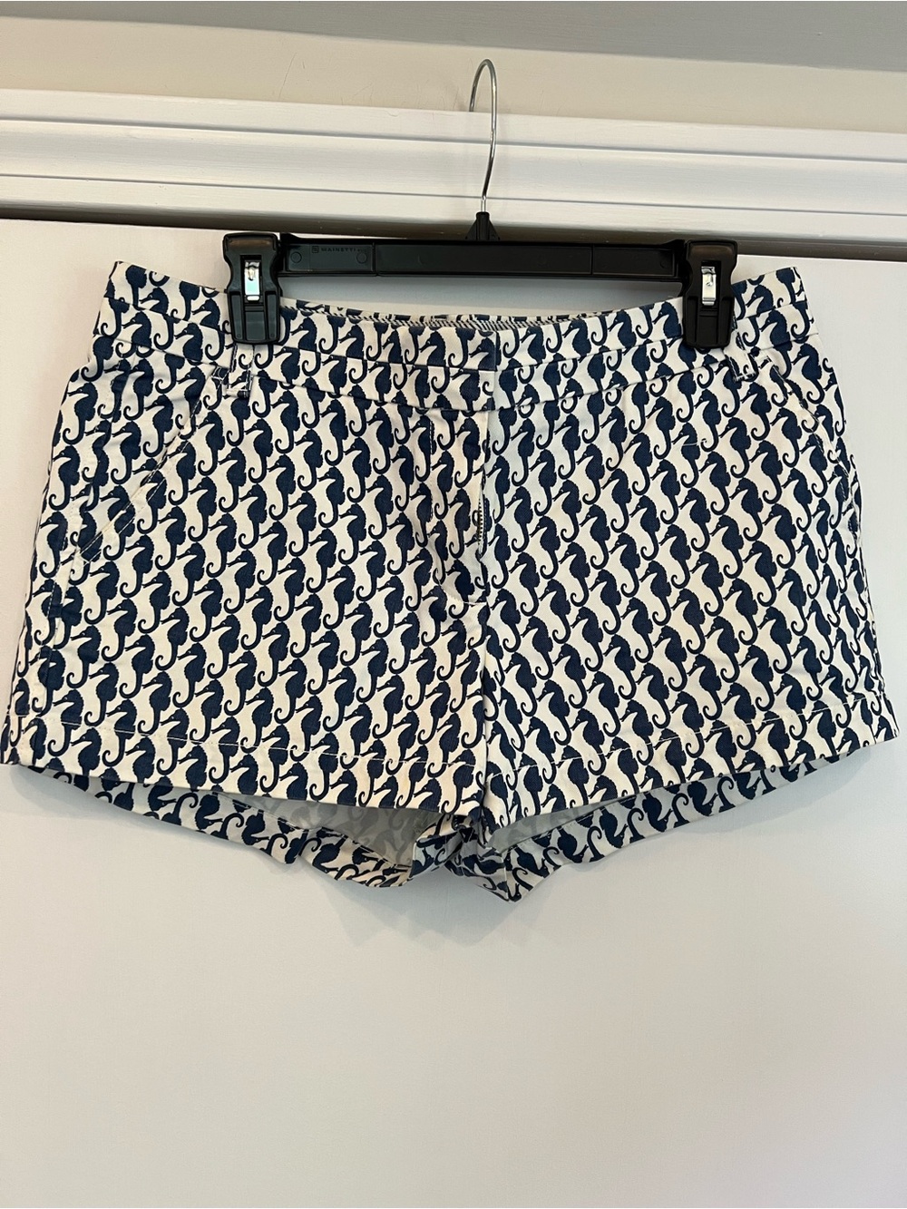 JCrew Chino shorts, Navy and White Seahorses 🐟, 3-inch inseam, Size 10